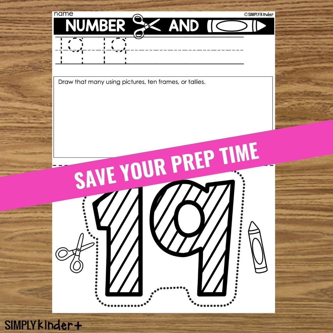 Number 19 Cut and Paste Simply Kinder + Printable Membership