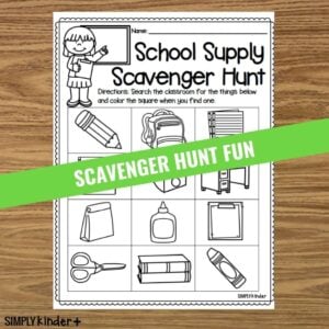 Back to School Free School Supply Scavenger Hunt Movement Activity