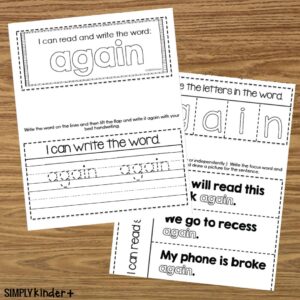 Again Sight Word Interactive Notebook - Fry - Simply Kinder Plus