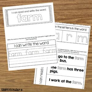 Farm Sight Word Interactive Notebook - Simply Kinder Plus