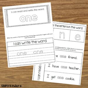 One Sight Word Interactive Notebooks - Dolch PrePrimer - Simply Kinder Plus