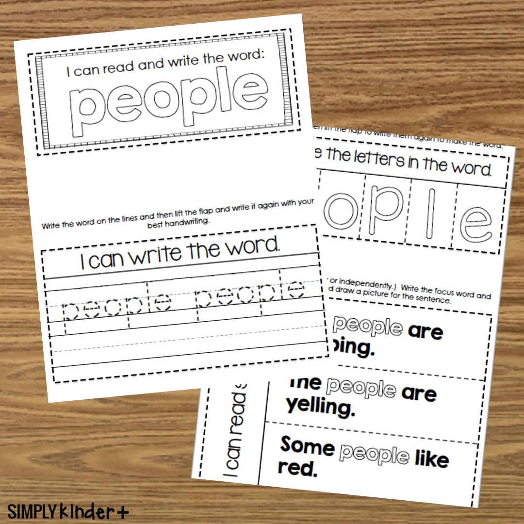 People Sight Word Interactive Notebook - Fry - Simply Kinder Plus