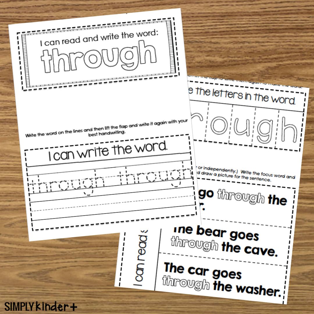 Through Sight Word Interactive Notebook - Fry - Simply Kinder Plus