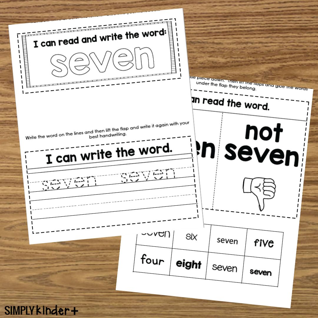 Number Word Seven Interactive Notebook - Simply Kinder Plus