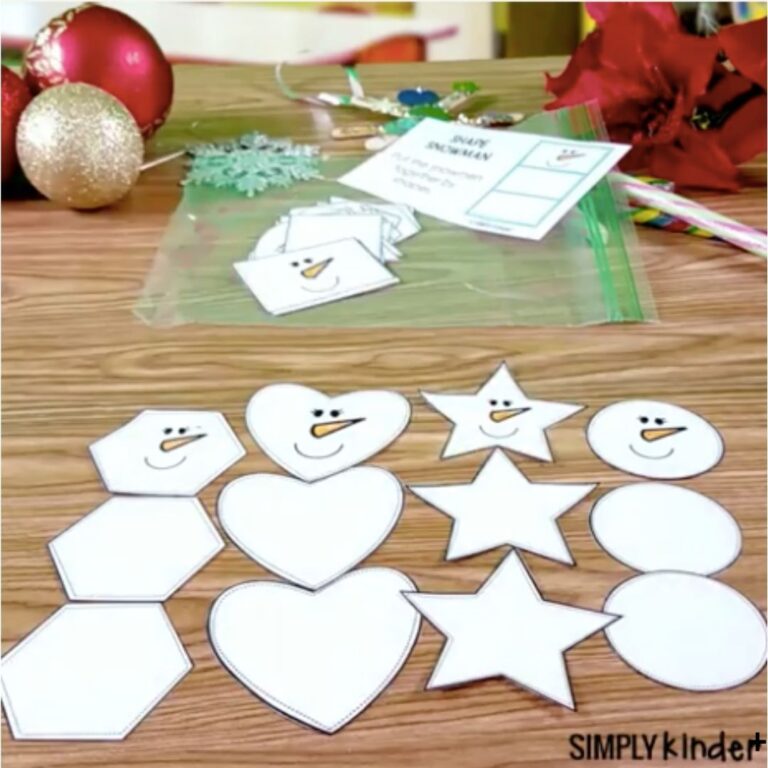 Send Shape Activity Shape Snowman Match Send Home Center - Simply Kinder + Printable Membership