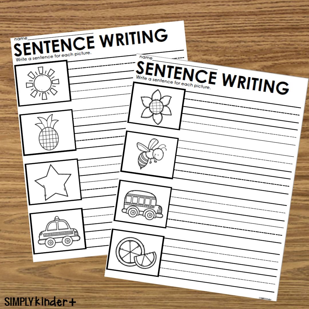 The Color Yellow Sentence Writing Printables - Word Bank Writing Center - Simply Kinder Plus