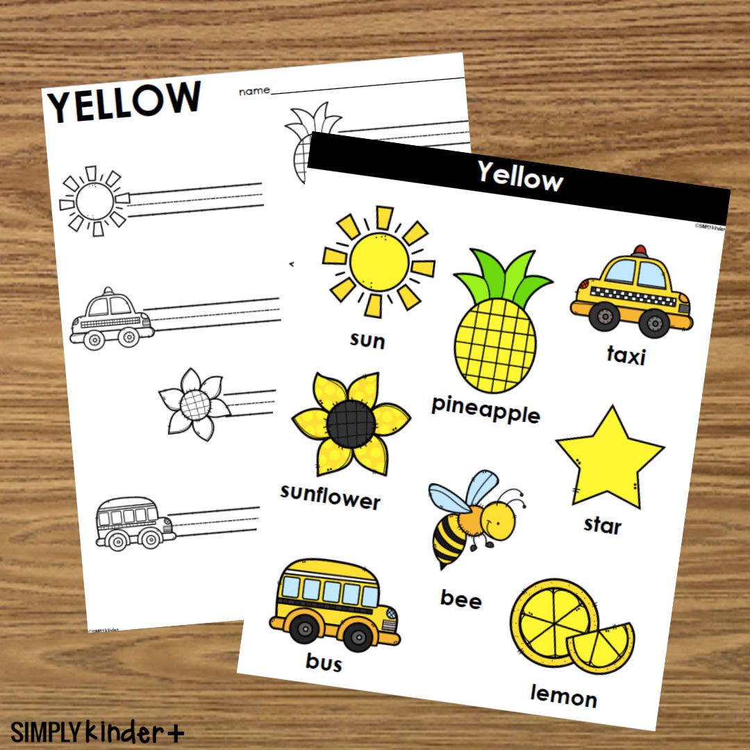 The Color Yellow Word Posters - Word Bank Writing Center - Simply Kinder Plus