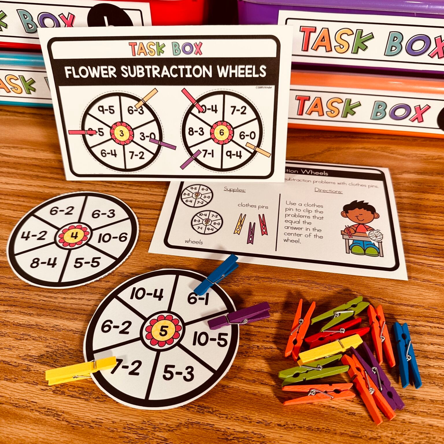 Flower Subtraction Wheels Morning Bins/Task Boxes - Simply Kinder ...