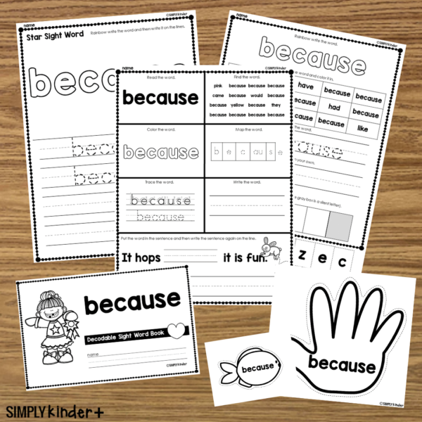 Because - Sight Word Activities - Simply Kinder Plus
