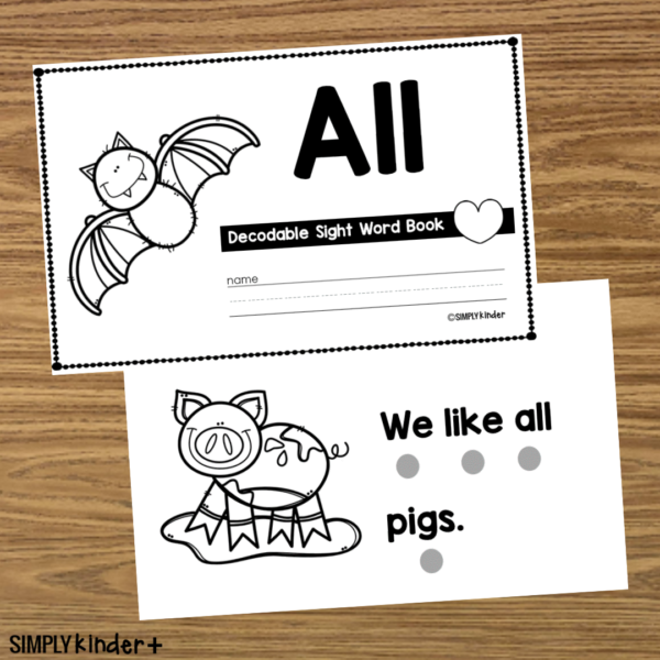 All - Sight Word Book Activities - Simply Kinder + Printable Membership