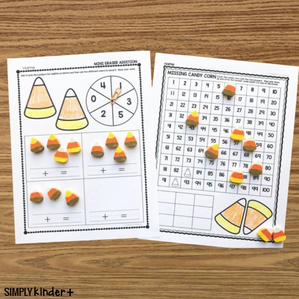 Candy Corn Mini Eraser Activity Set Simply Kinder Plus