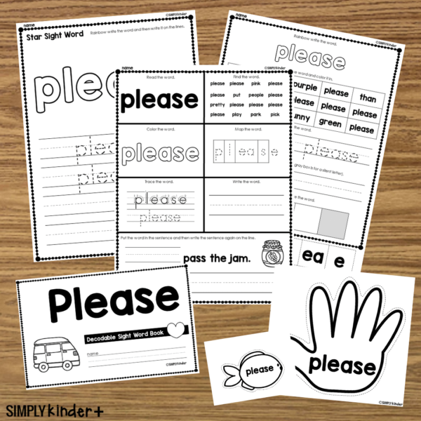 Please - Sight Word Activities - Simply Kinder + Printable Membership