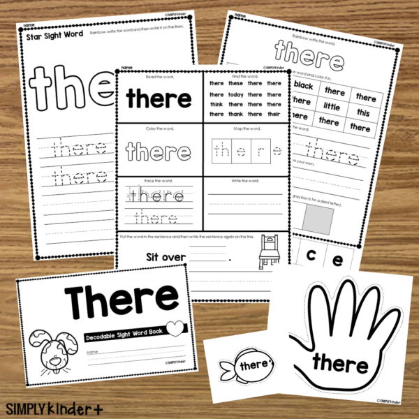 There - Sight Word Activities - Simply Kinder + Printable Membership