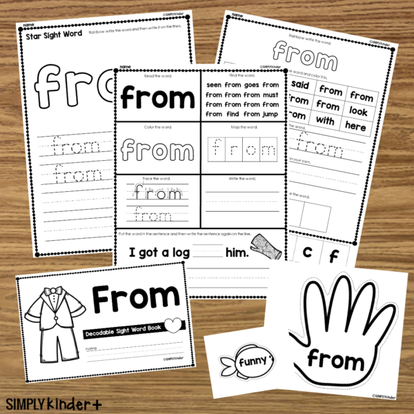 From - Sight Word Activities - Simply Kinder + Printable Membership