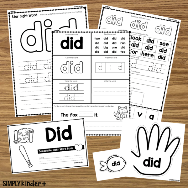 Did - Sight Word Activities - Simply Kinder Plus