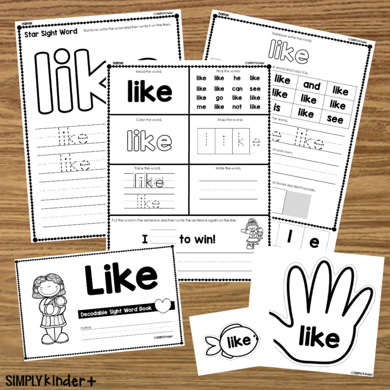 Like - Sight Word Activities - Simply Kinder Plus