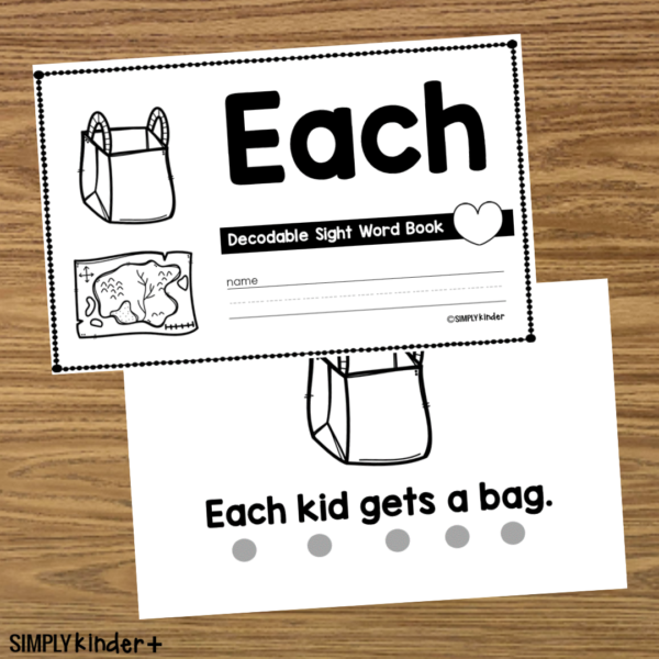 Each - Sight Word Book Activities - Simply Kinder + Printable Membership