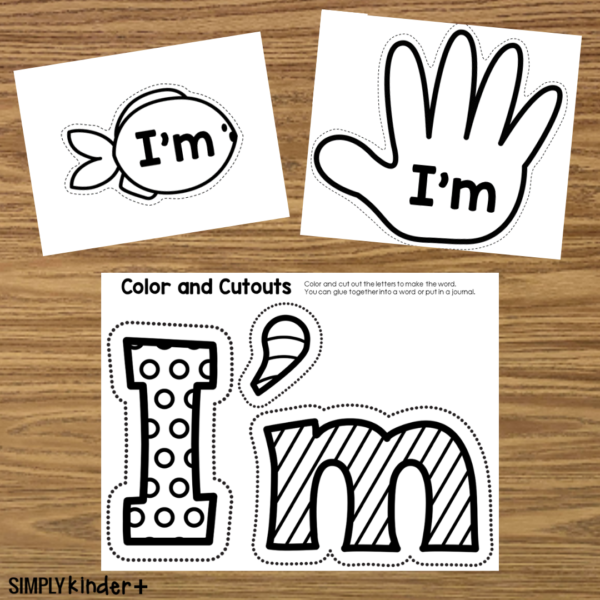 I'm - Sight Word Craft Activities - Simply Kinder + Printable Membership
