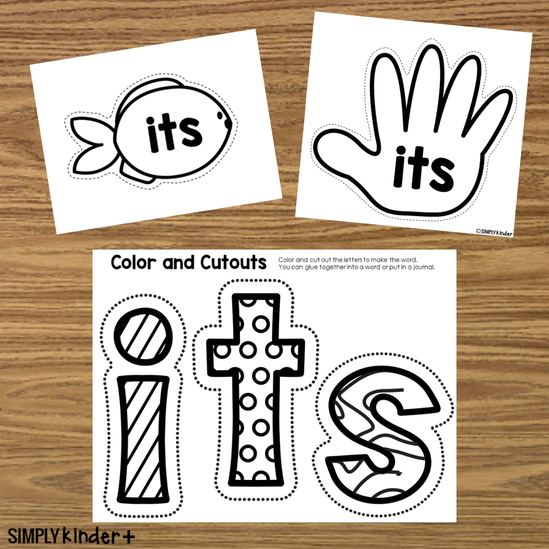 Its - Sight Word Craft Activities - Simply Kinder + Printable Membership