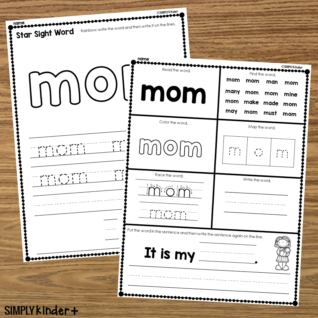 Free Family Words Tracing Mom More 