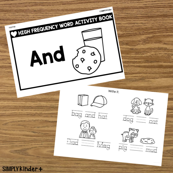 And - Sight Word Book Activity Book - Simply Kinder + Printable Membership