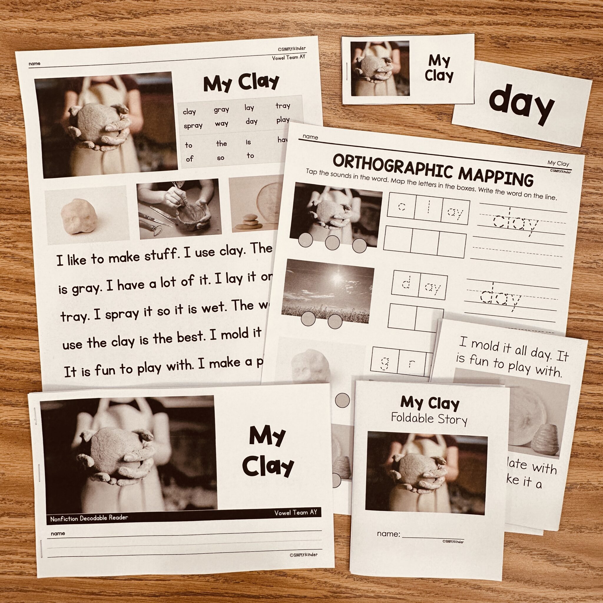 Nonfiction Decodable - Vowel Team AY - My Clay - Simply Kinder ...