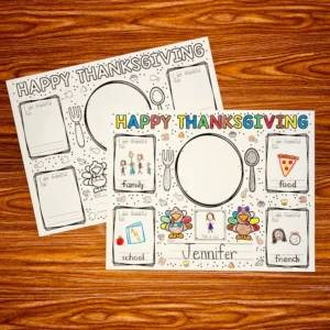 Thanksgiving Placemat Craft and Writing Activity