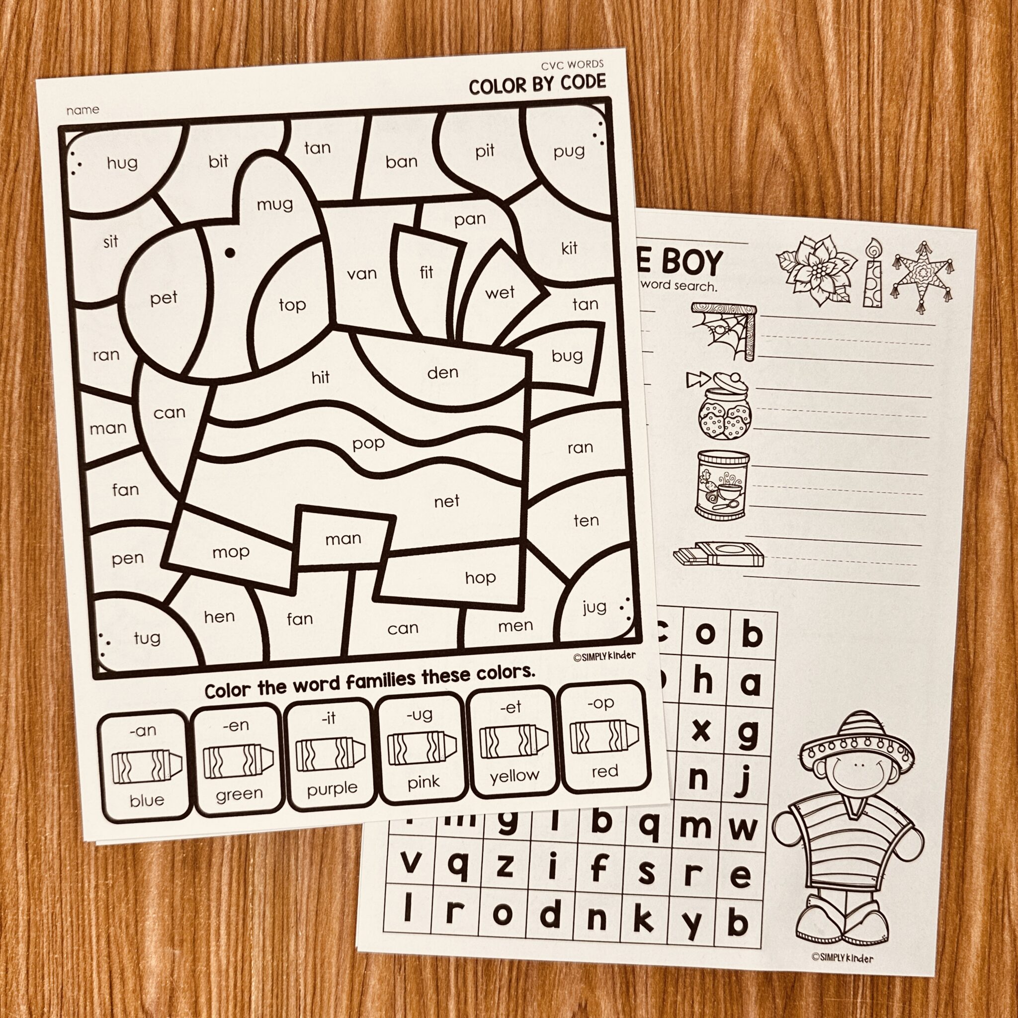Las Posadas CVC Decoding Printables - Simply Kinder + Printable Membership