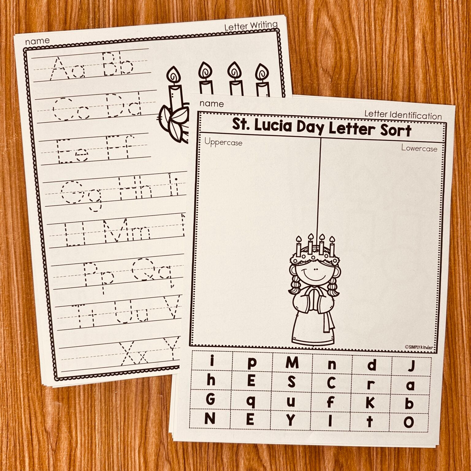 St. Lucia Day Alphabet Printables - Simply Kinder + Printable Membership