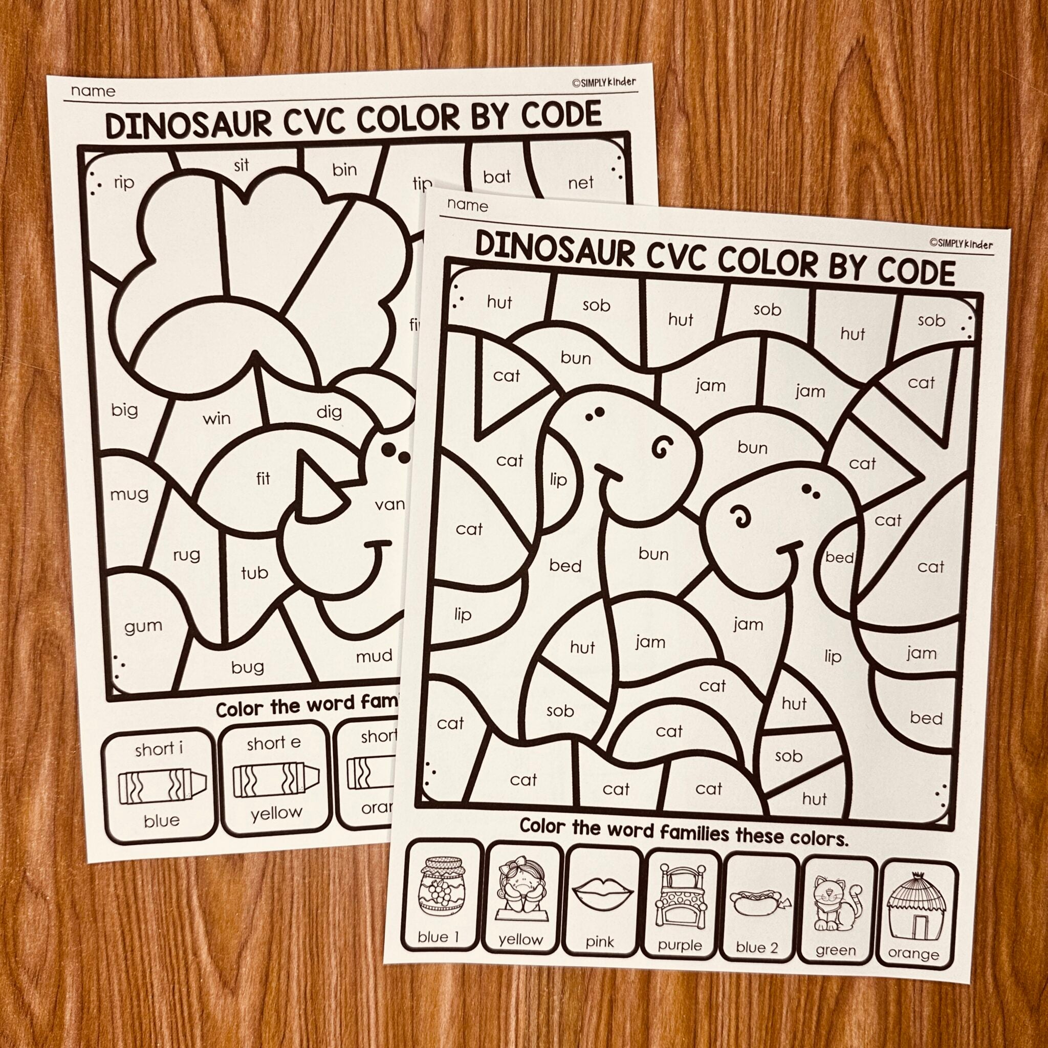 Dinosaur Day Color By Codes Activities - Simply Kinder + Printable ...