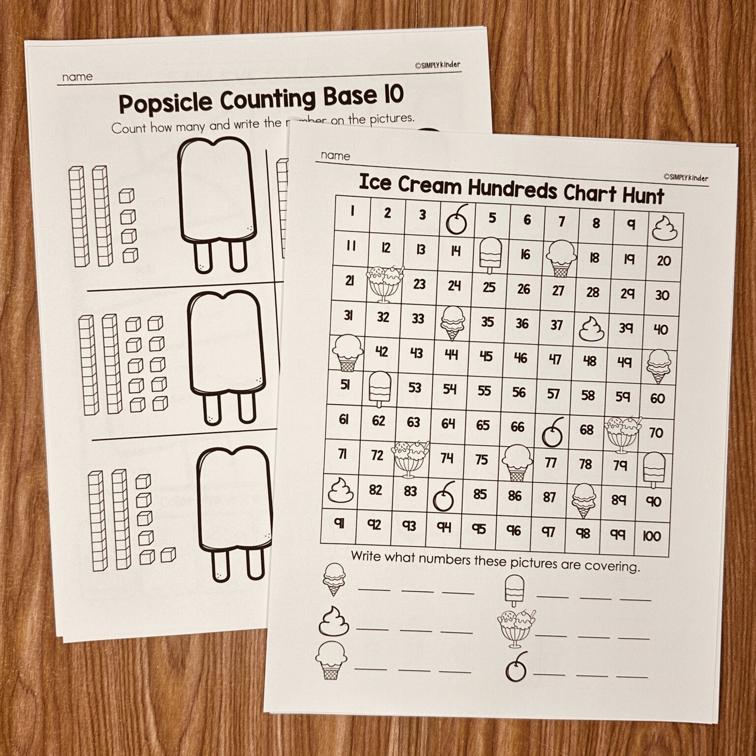 Ice Cream Day Hundreds Counting Worksheets - Simply Kinder + Printable ...