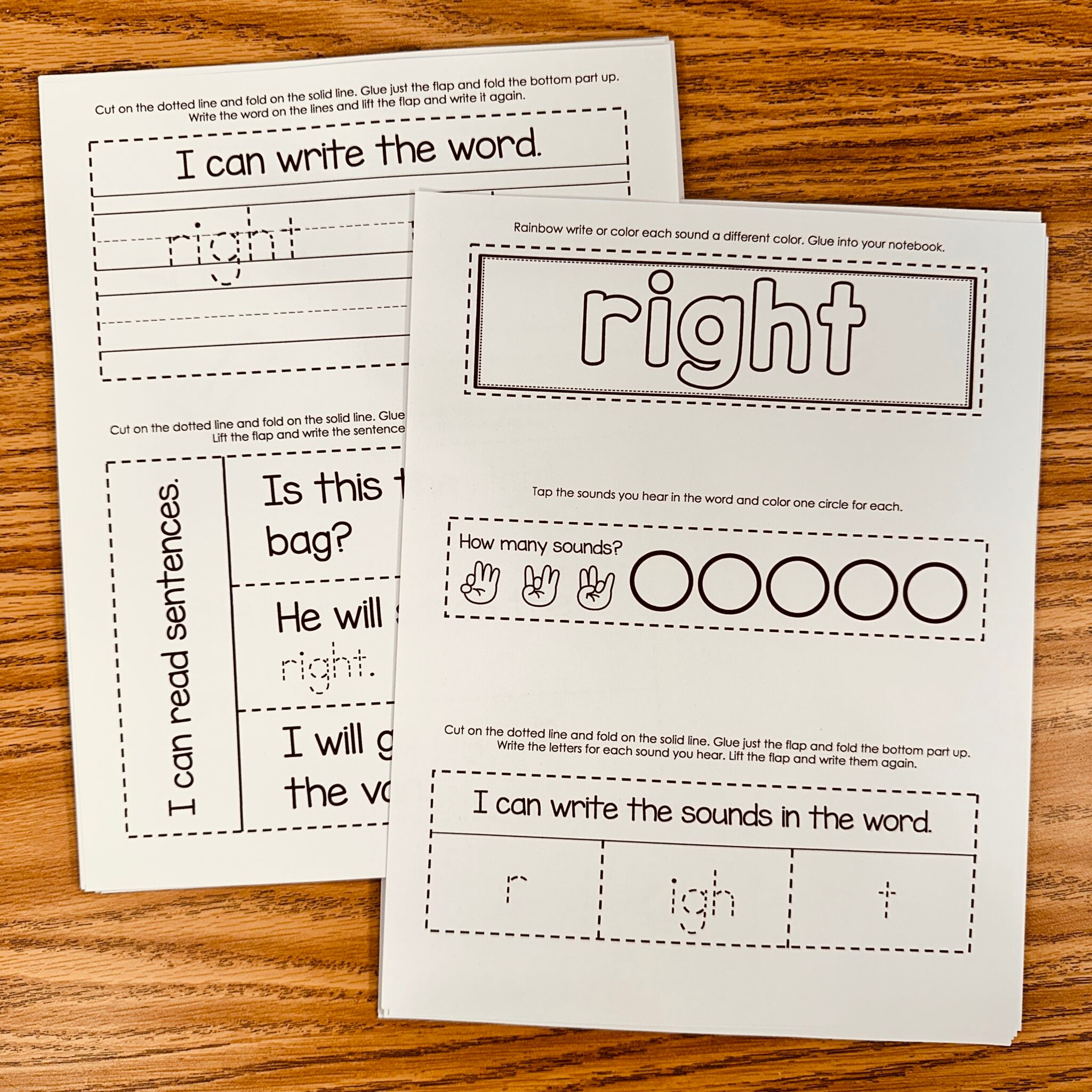 Right Sight Word Interactive Notebook - Fry - Simply Kinder Plus ...