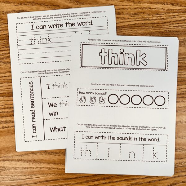 Word Think Think Sight Word Interactive Notebook - Fry - Simply Kinder + Printable ...