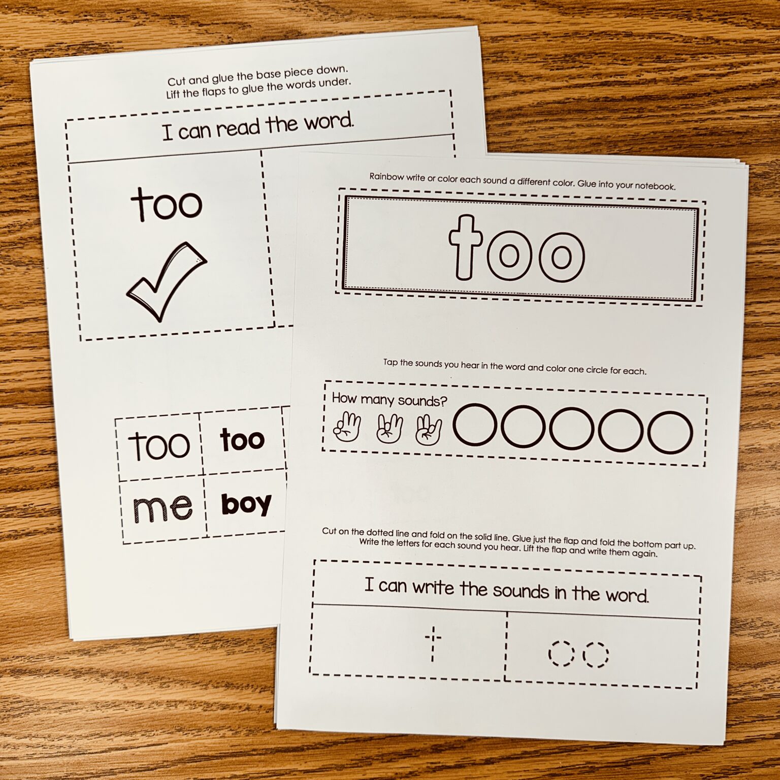 Too Sight Word Interactive Notebook - Fry, Dolch Primer - Simply Kinder ...