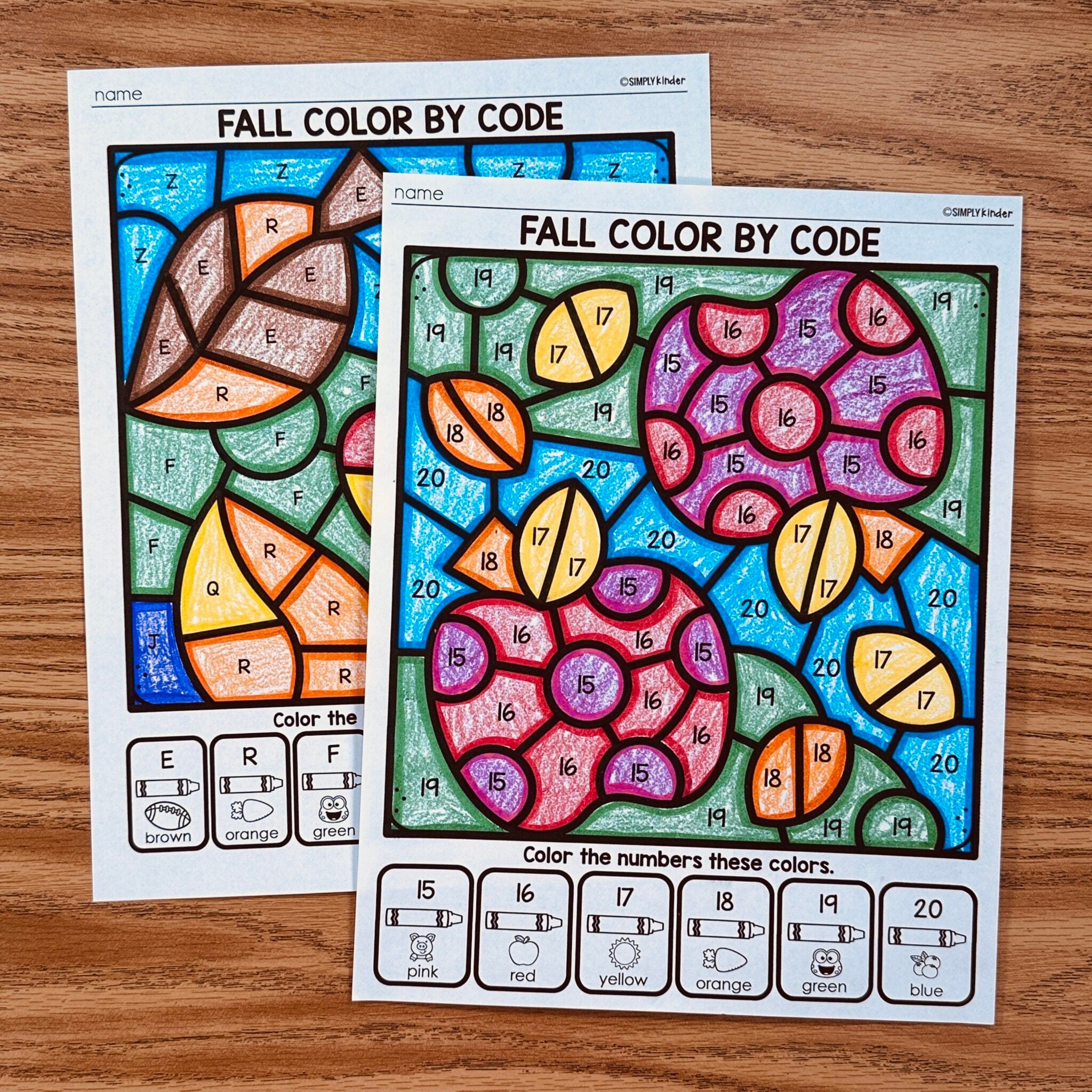 Fall Color By Codes - Simply Kinder + Printable Membership