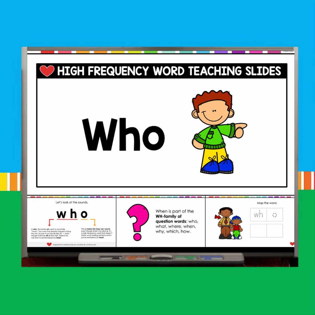Who Sight Word Teaching Slides - Simply Kinder + Printable Membership