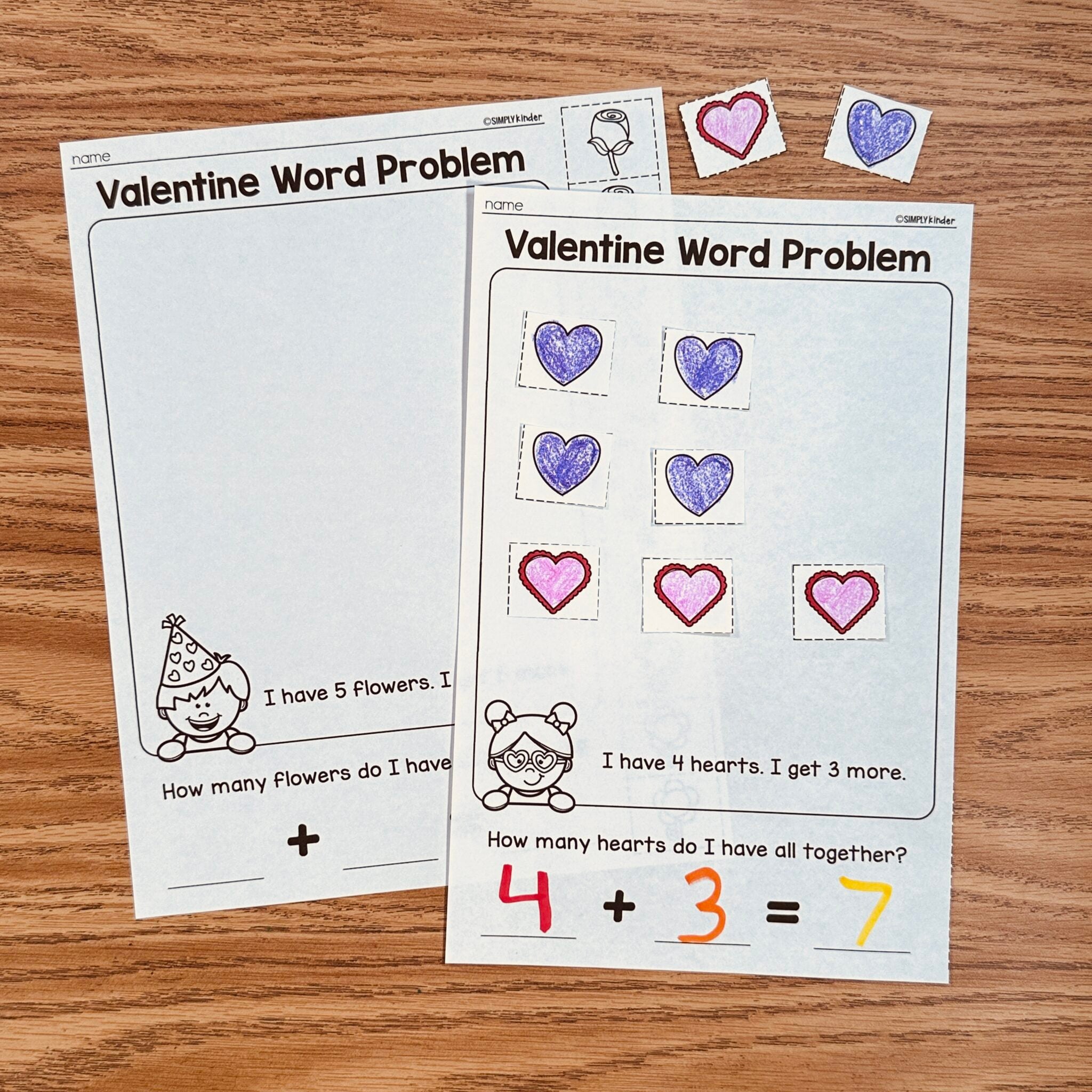 Valentine's Day No-Prep Addition Printables: Word Problems - Simply ...