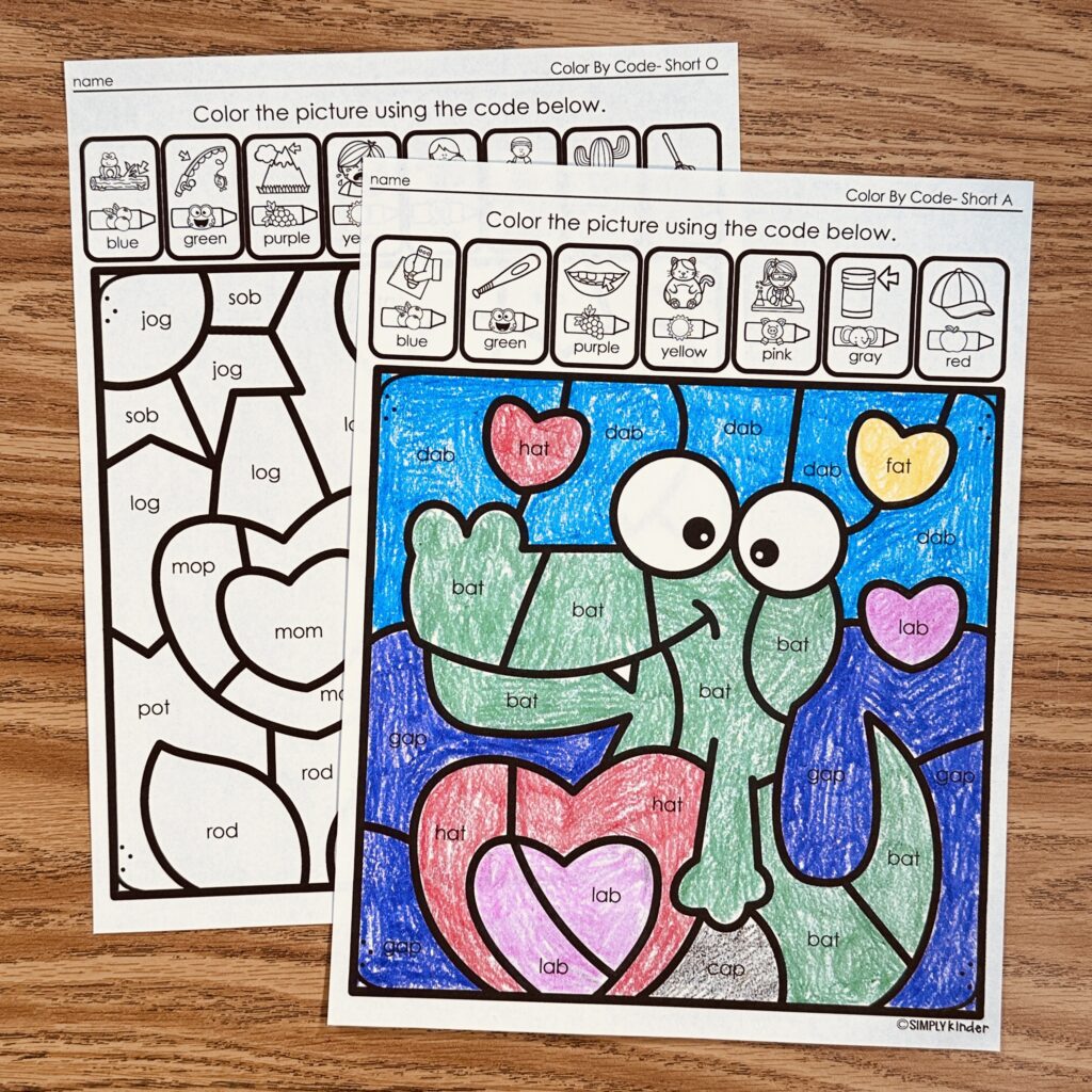 Valentine CVC Color By Codes Printables - Simply Kinder + Printable ...