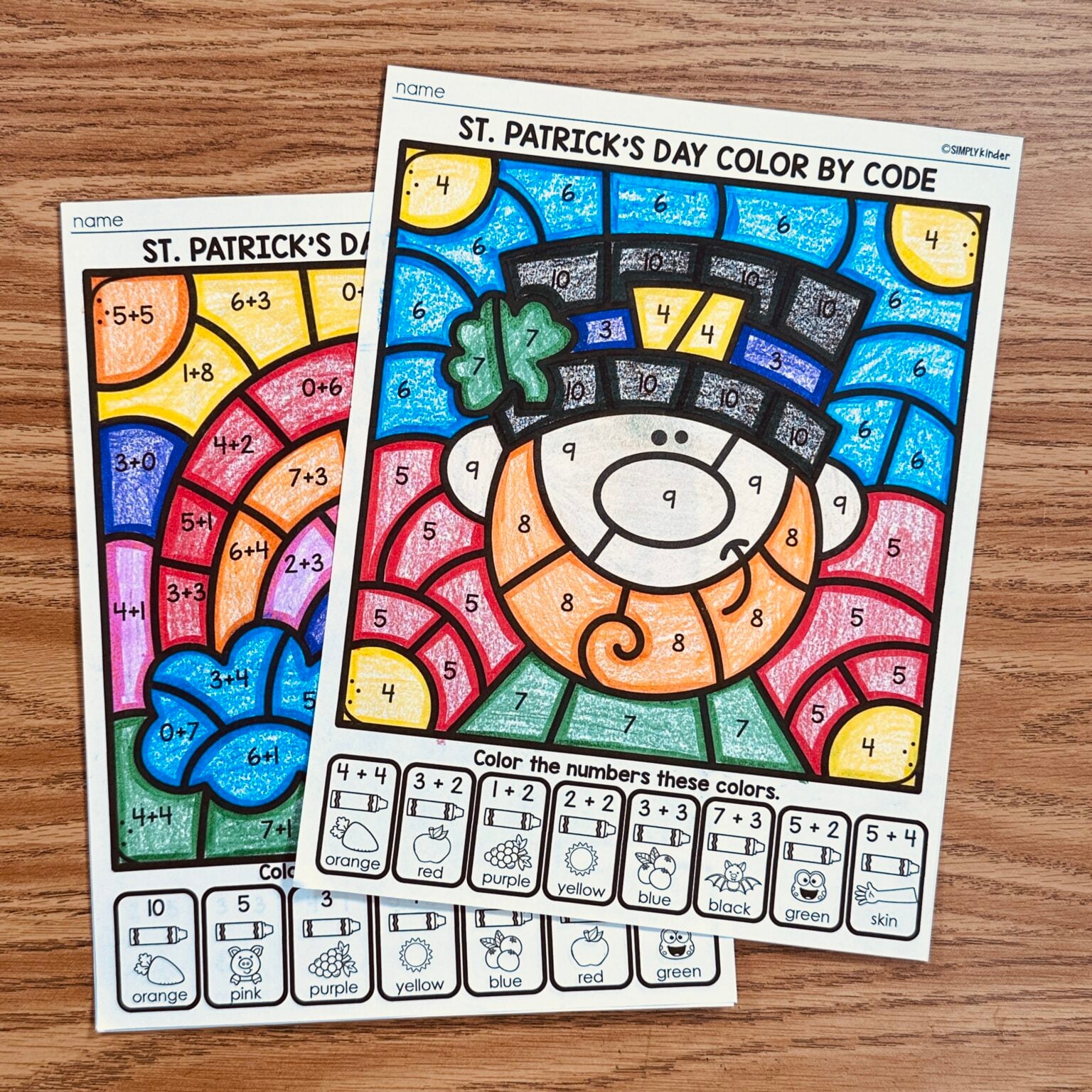 St. Patrick's Day No-Prep Addition Printables: Color By Codes - Simply ...