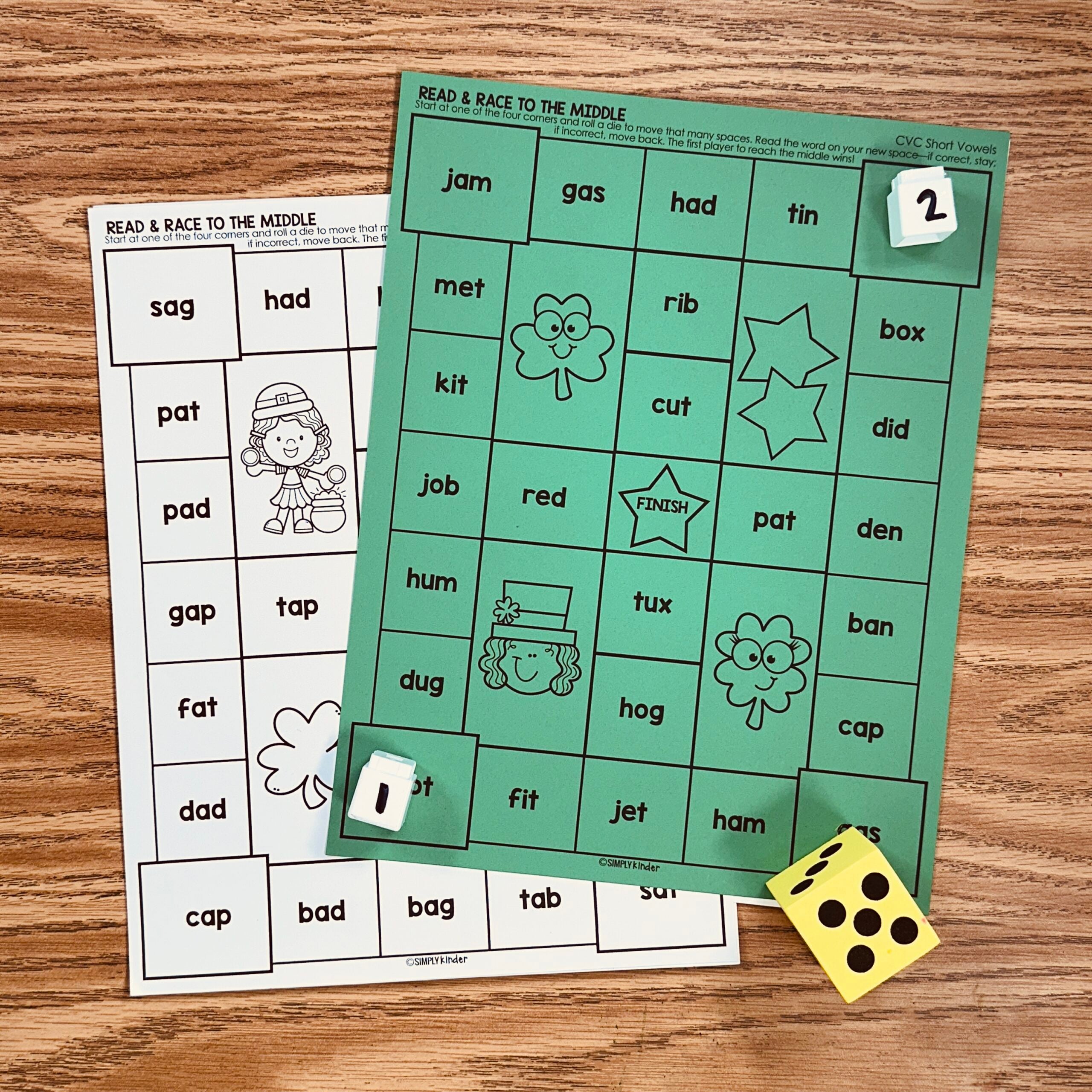 St. Patrick’s Day CVC No Prep Games - Race To The Middle - Simply ...