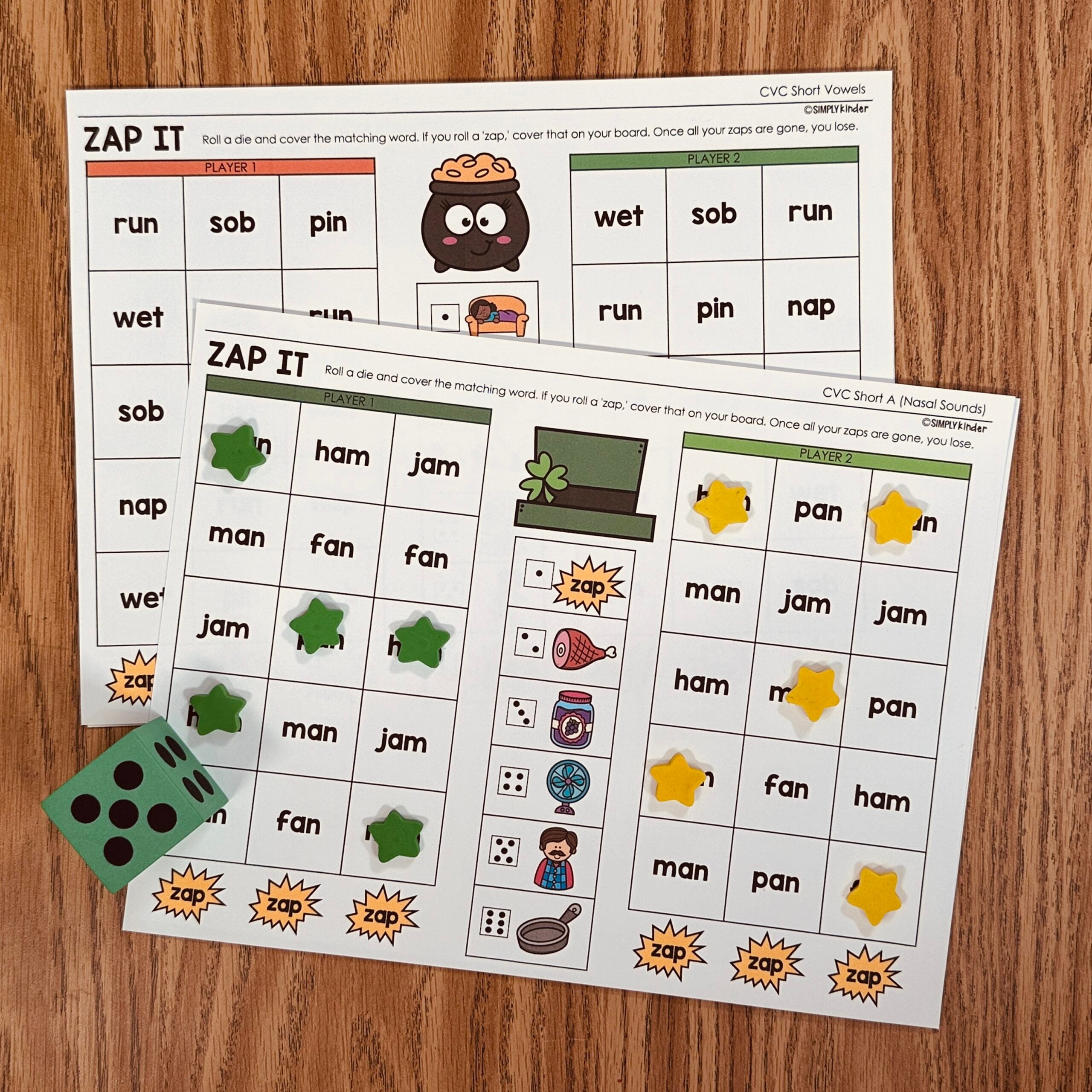 St. Patrick’s Day CVC No Prep Games - Zap It - Simply Kinder ...