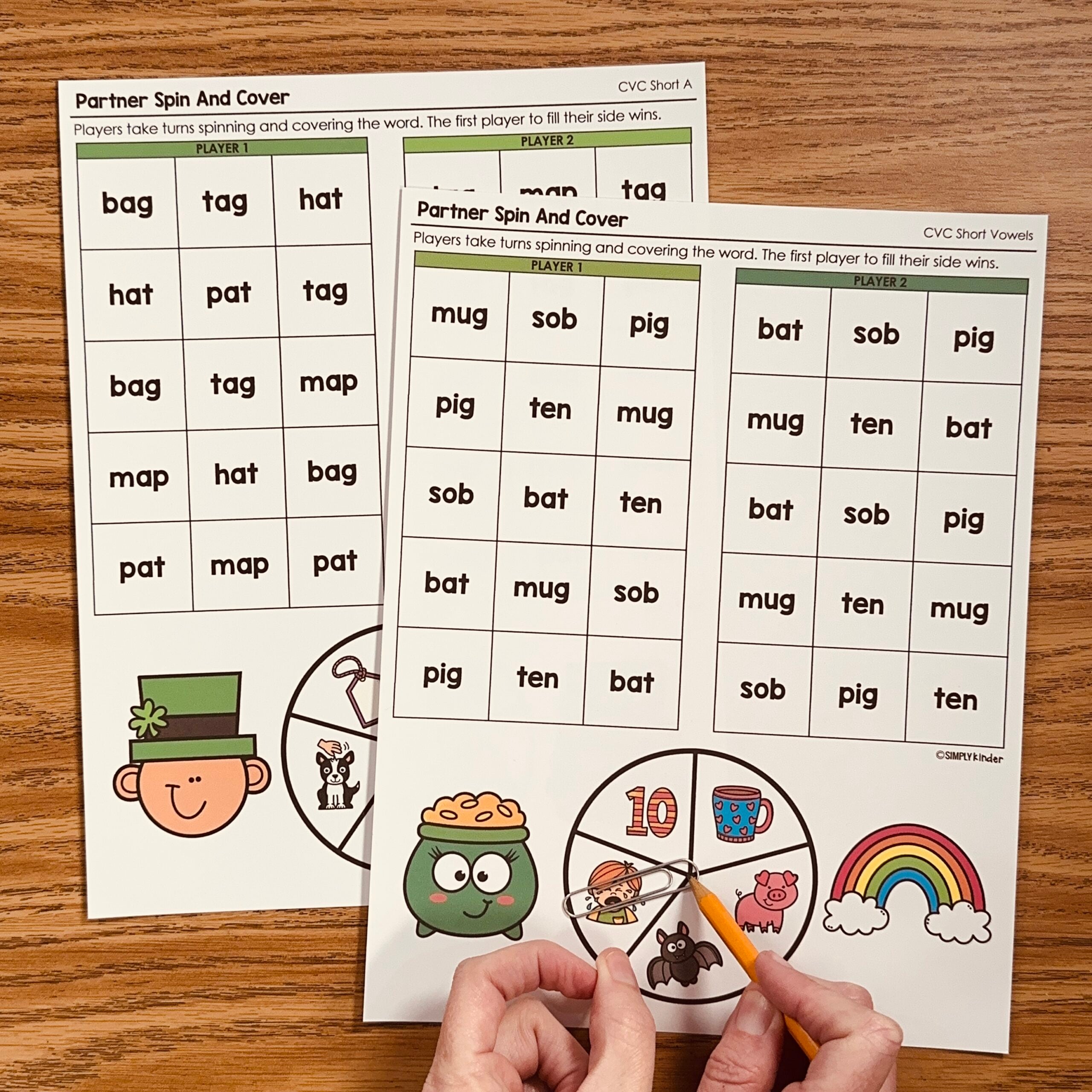 St. Patrick’s Day CVC No Prep Games - Partner Spin And Cover - Simply ...