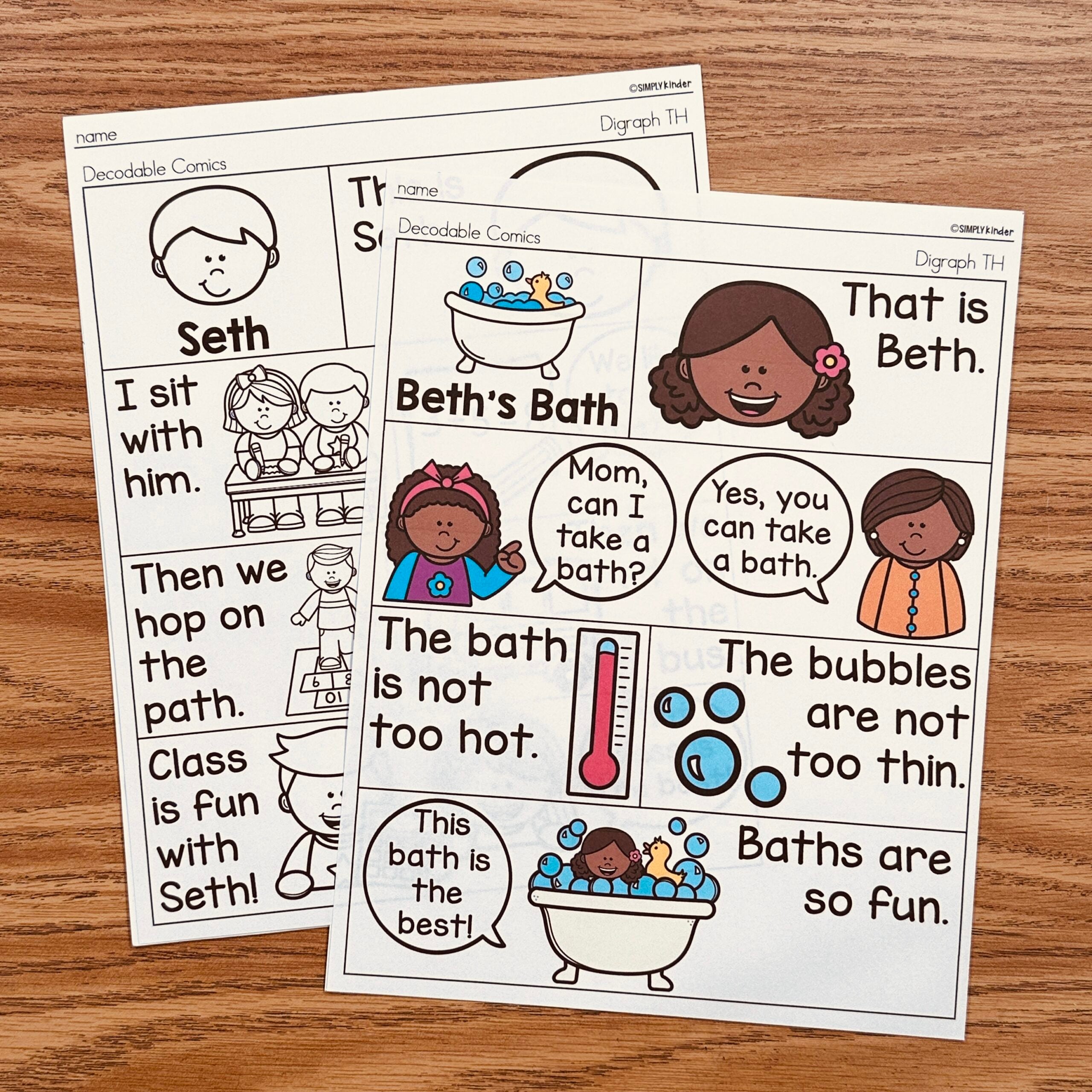 Digraph Decodable Comics - Digraph TH - Simply Kinder + Printable ...
