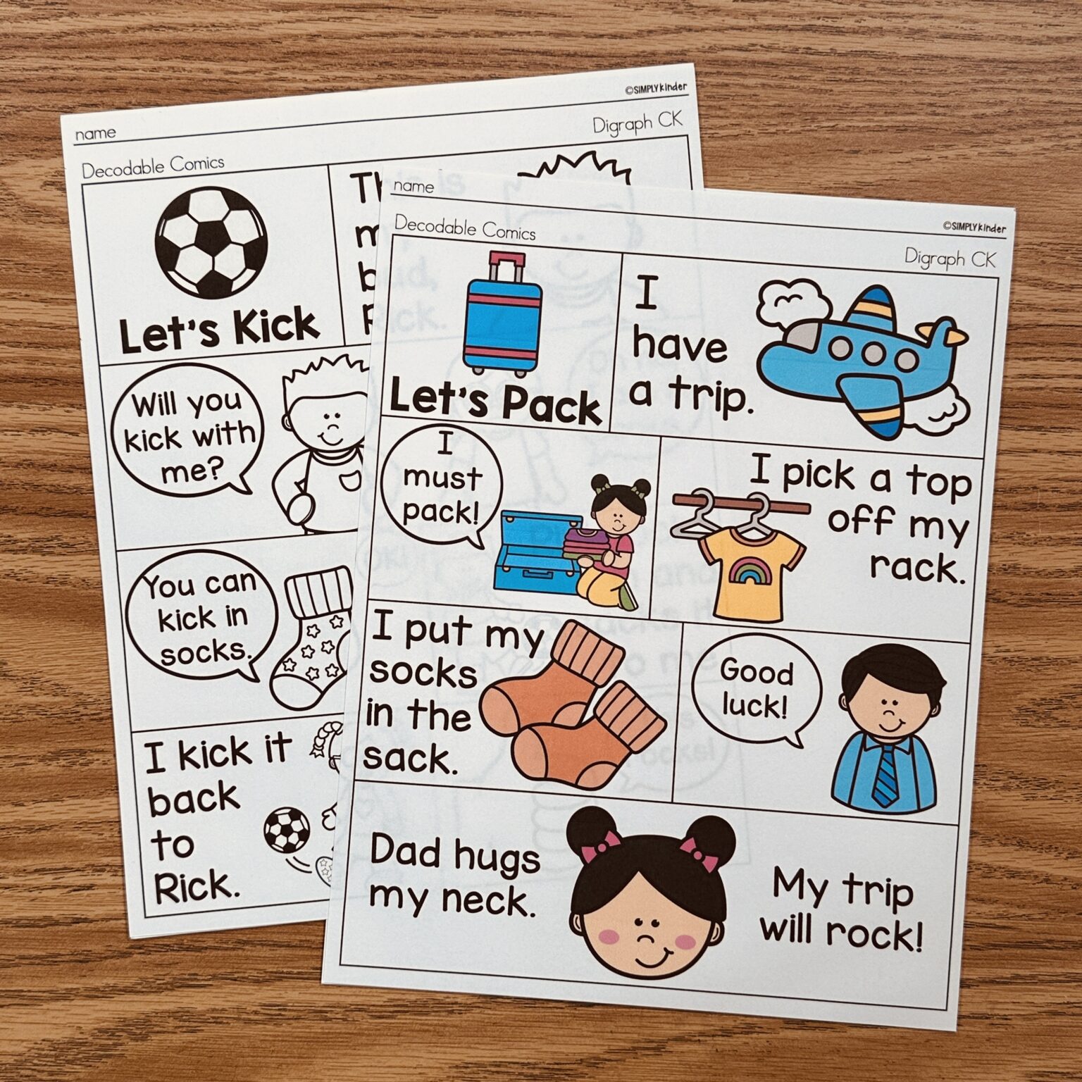 Digraph Decodable Comics - Digraph CK - Simply Kinder + Printable ...