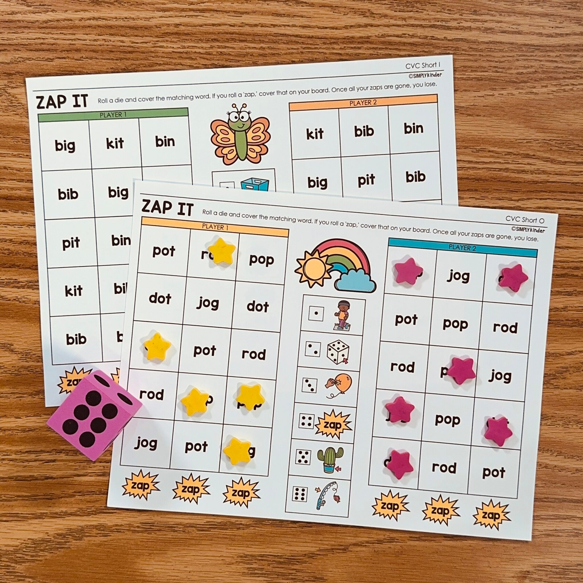 Spring CVC No Prep Games - Zap It - Simply Kinder + Printable Membership