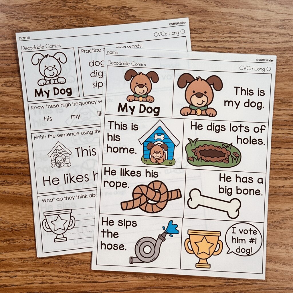 CVCe Decodable Comics - Words With Long Vowel O - Simply Kinder ...