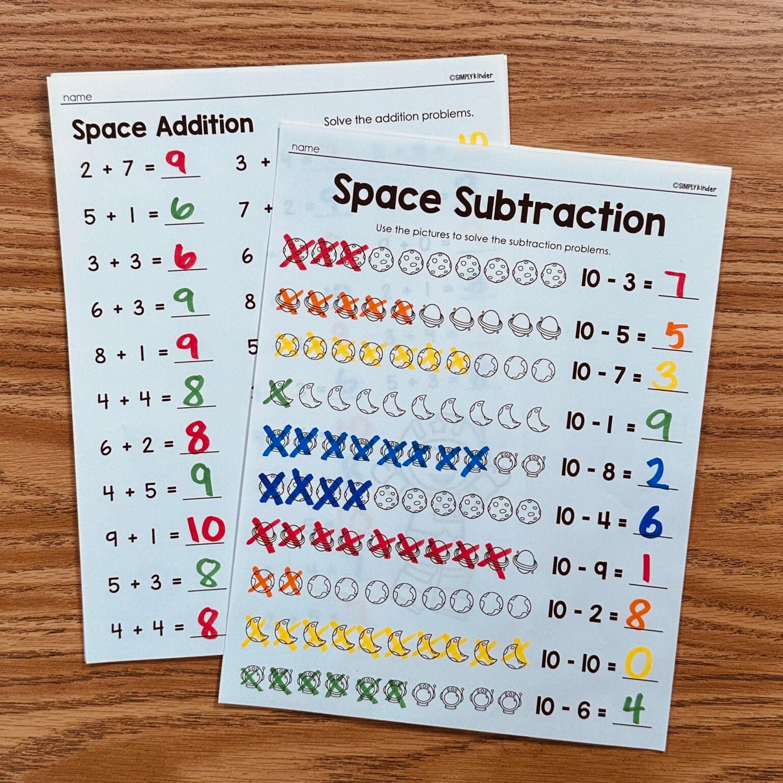 Spacde Maths Space Math Printables - Simply Kinder + Printable Membership