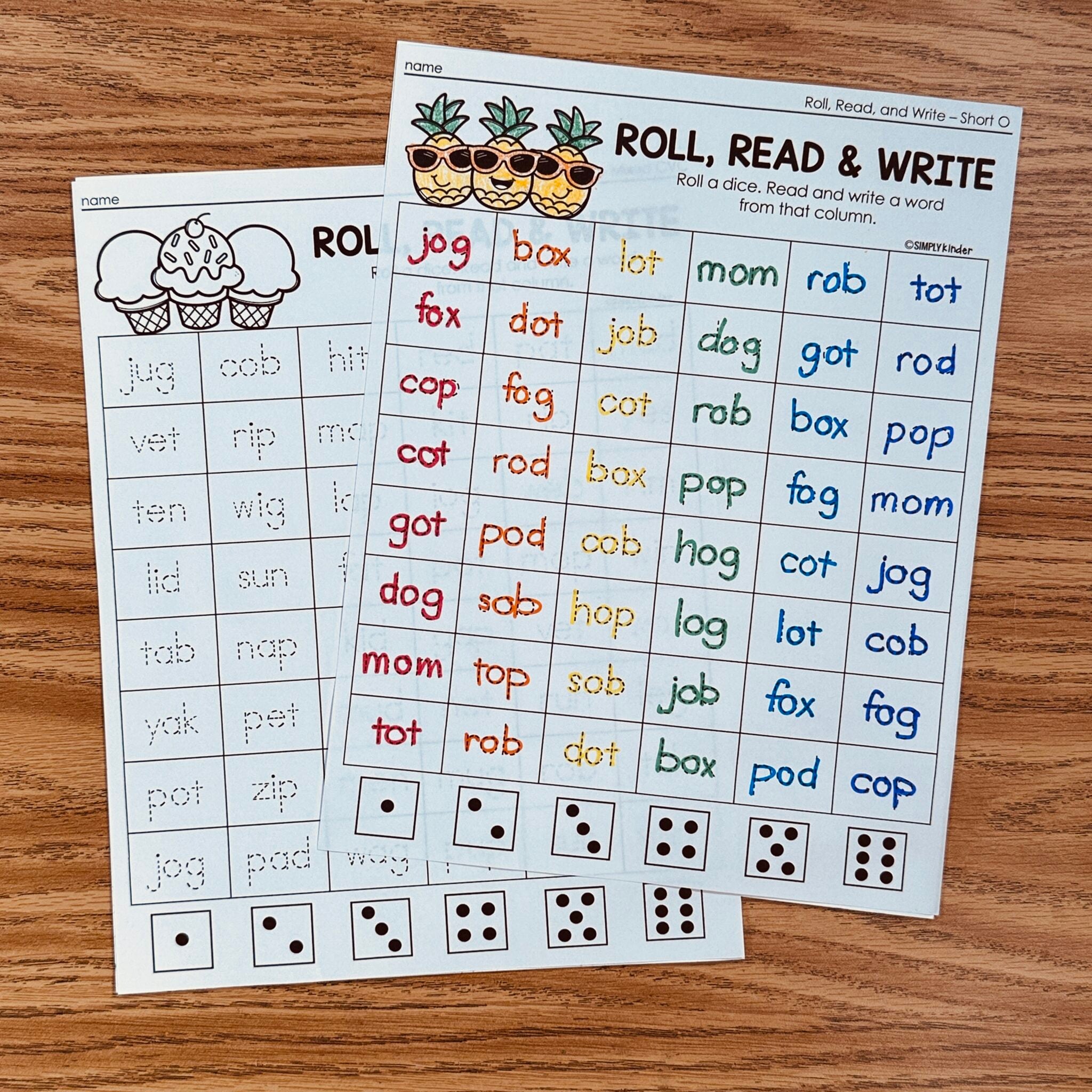 Summer CVC Roll, Read, And Write - Simply Kinder + Printable Membership
