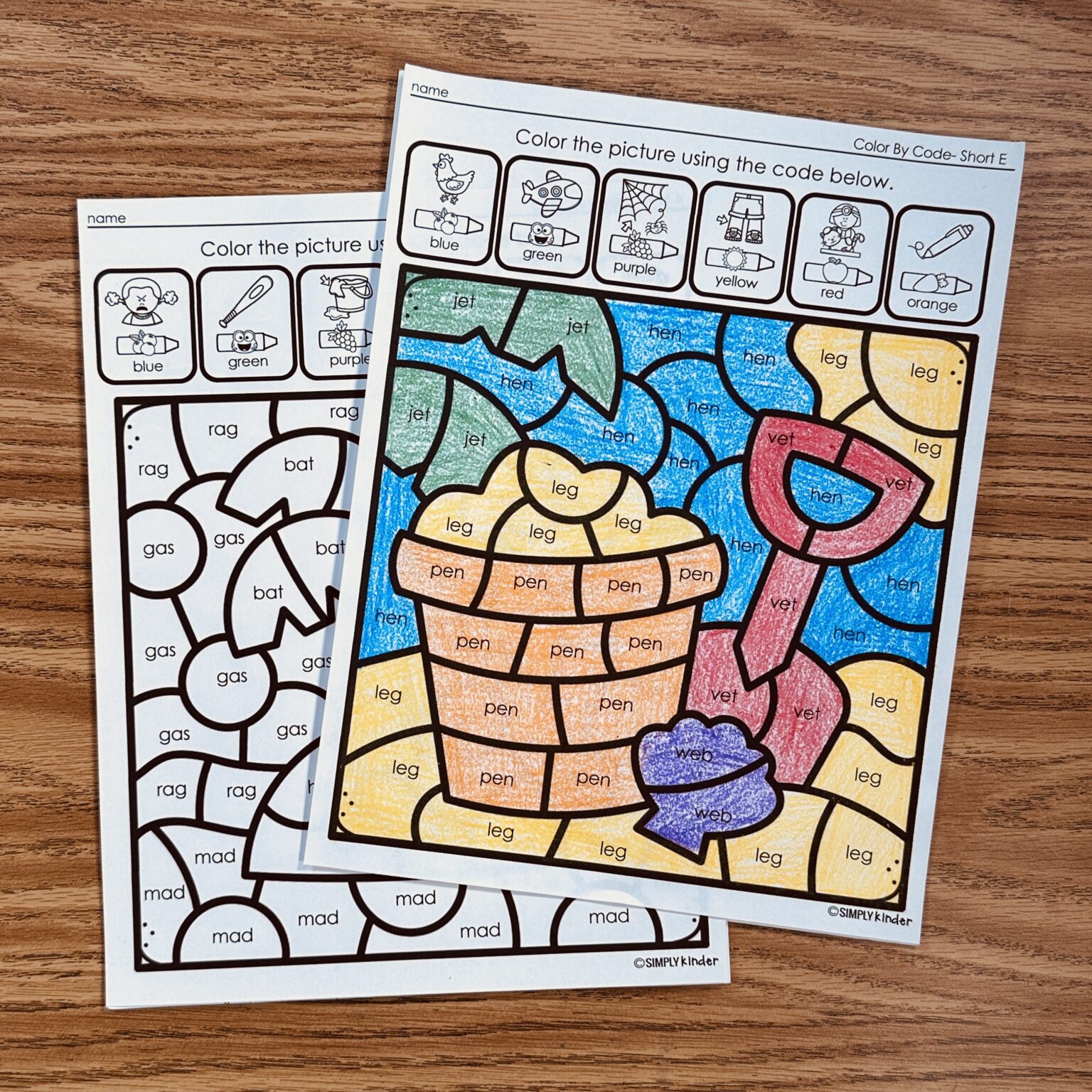 Summer CVC Color By Codes Printables - Simply Kinder + Printable Membership