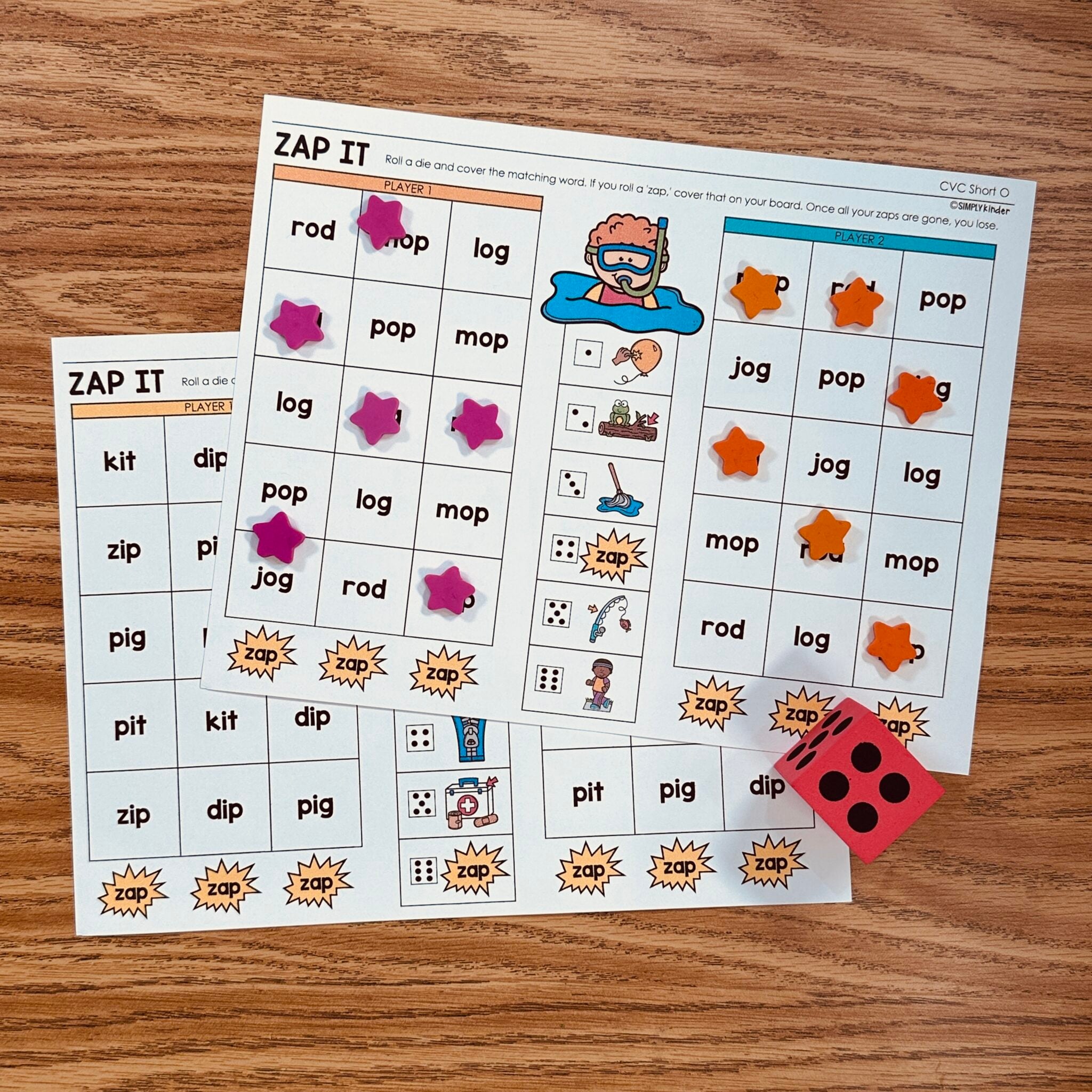 Summer CVC No Prep Games - Zap It - Simply Kinder + Printable Membership